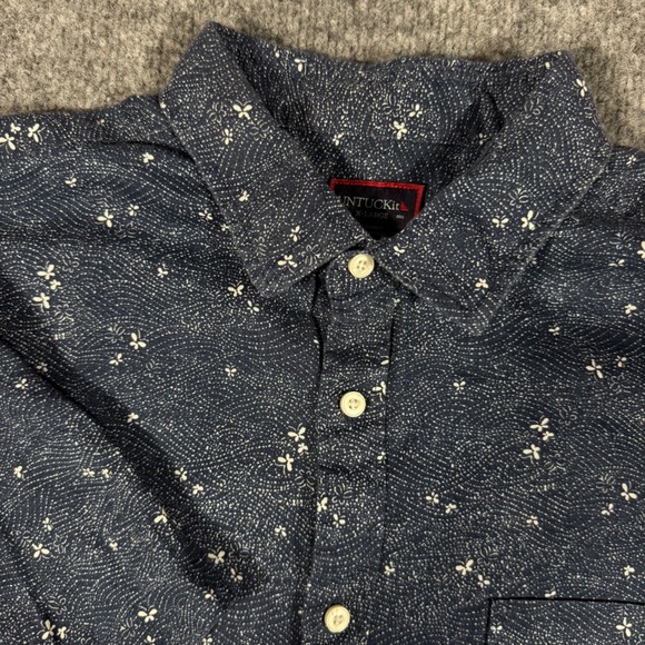 UNTUCKit Other - UNTUCKit Hopper-SS Shirt Mens XL Navy 100% Linen Floral Short Sleeve EUC